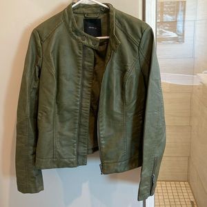 SkinnyGirl Faux Leather Jacket Olive Green M